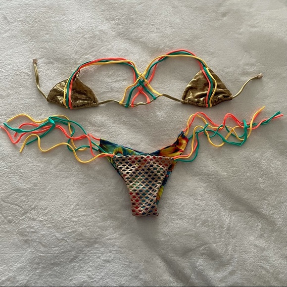 Multicolour Gold/Tie dye Bikini Size Small - Picture 1 of 4